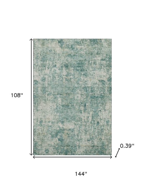 HomeRoots 10' X 14' Teal & Beige Abstract Area Rug – Washable, UV Protected, Stylish for High-Traffic Homes 716797