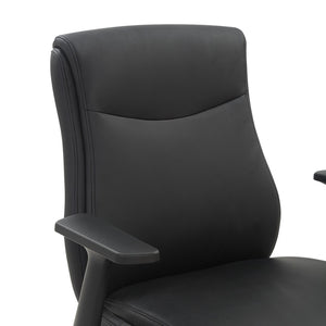 OSP Home Furnishings Mid Back Faux Leather Manager Chair with Lumbar Support and Pneumatic Height Adjust Black FL91201-U6