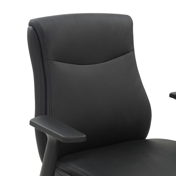 OSP Home Furnishings Mid Back Faux Leather Manager Chair with Lumbar Support and Pneumatic Height Adjust Black FL91201-U6