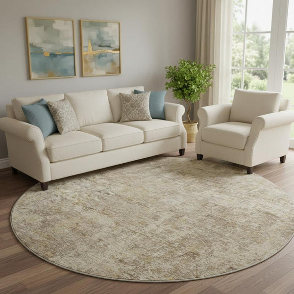 HomeRoots 8' X 10' Taupe and Beige Abstract Washable Rug – Durable, Stylish, UV-Protected for Busy Homes 716801
