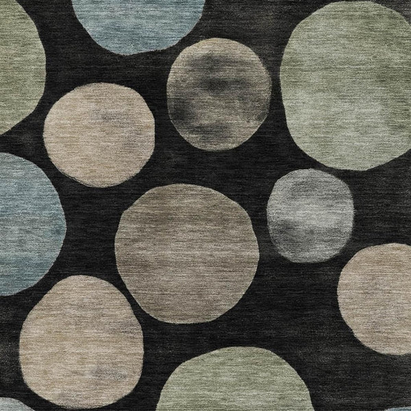 HomeRoots 5' X 8' Washable Black and Taupe Geometric Area Rug with UV Protection for Modern Home Style 716805