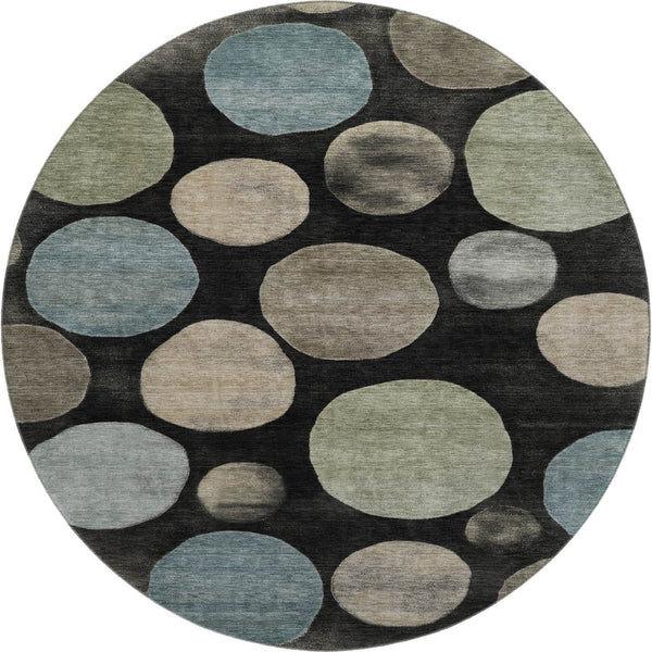 HomeRoots 8' X 10' Stylish Black and Taupe Geometric Area Rug - Washable, UV Protected, Ideal for Families! 716807