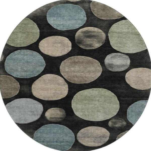 HomeRoots 8' X 10' Stylish Black and Taupe Geometric Area Rug - Washable, UV Protected, Ideal for Families! 716807