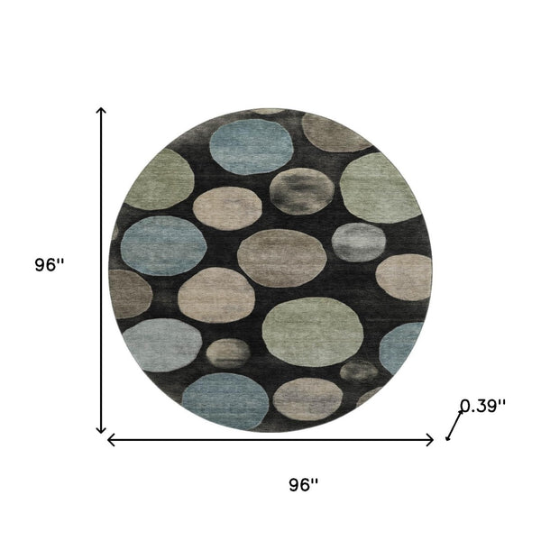 HomeRoots 8' X 10' Stylish Black and Taupe Geometric Area Rug - Washable, UV Protected, Ideal for Families! 716807