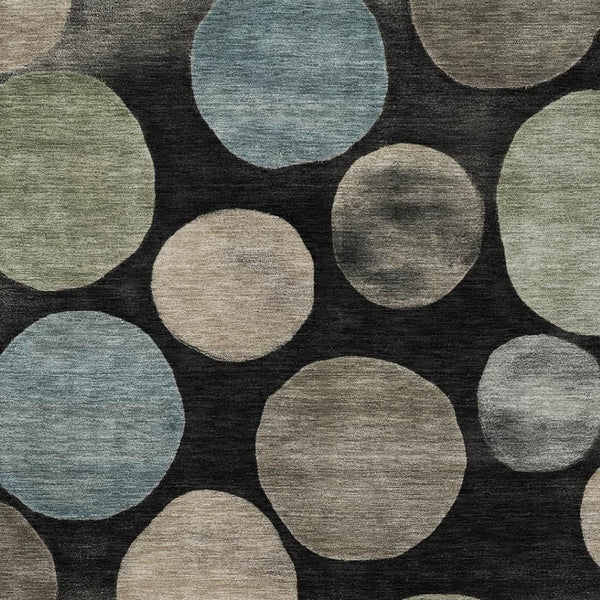 HomeRoots 9' X 12' Black & Taupe Geometric Area Rug - Washable, UV-Protected, Durable for High Traffic Homes 716808