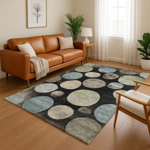 HomeRoots 10' X 14' Black And Taupe Geometric Area Rug – Washable, UV-Protected, Stain Resistant for Busy Homes 716809
