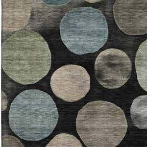 HomeRoots 10' X 14' Black And Taupe Geometric Area Rug – Washable, UV-Protected, Stain Resistant for Busy Homes 716809