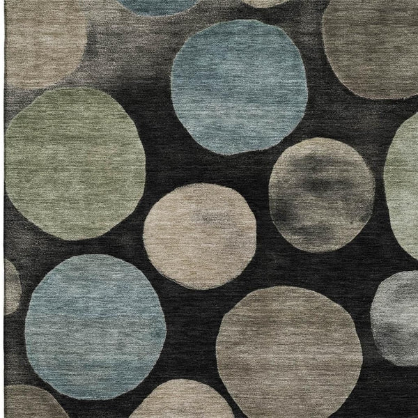 HomeRoots 10' X 14' Black And Taupe Geometric Area Rug – Washable, UV-Protected, Stain Resistant for Busy Homes 716809