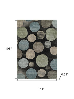 HomeRoots 10' X 14' Black And Taupe Geometric Area Rug – Washable, UV-Protected, Stain Resistant for Busy Homes 716809