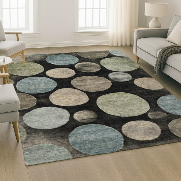 HomeRoots 10' X 14' Black And Taupe Geometric Area Rug – Washable, UV-Protected, Stain Resistant for Busy Homes 716809