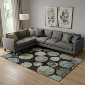 HomeRoots 10' X 14' Black And Taupe Geometric Area Rug – Washable, UV-Protected, Stain Resistant for Busy Homes 716809