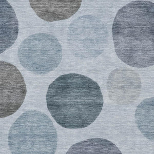 HomeRoots 5' X 8' Modern Blue and Gray Geometric Washable Area Rug with UV Protection for Family-Friendly Spaces 716811