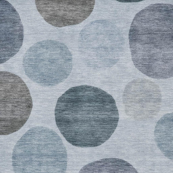 HomeRoots 8' Blue and Gray Geometric Round Rug - Washable, UV Protected, Durable, Ideal for High Traffic Areas 716812