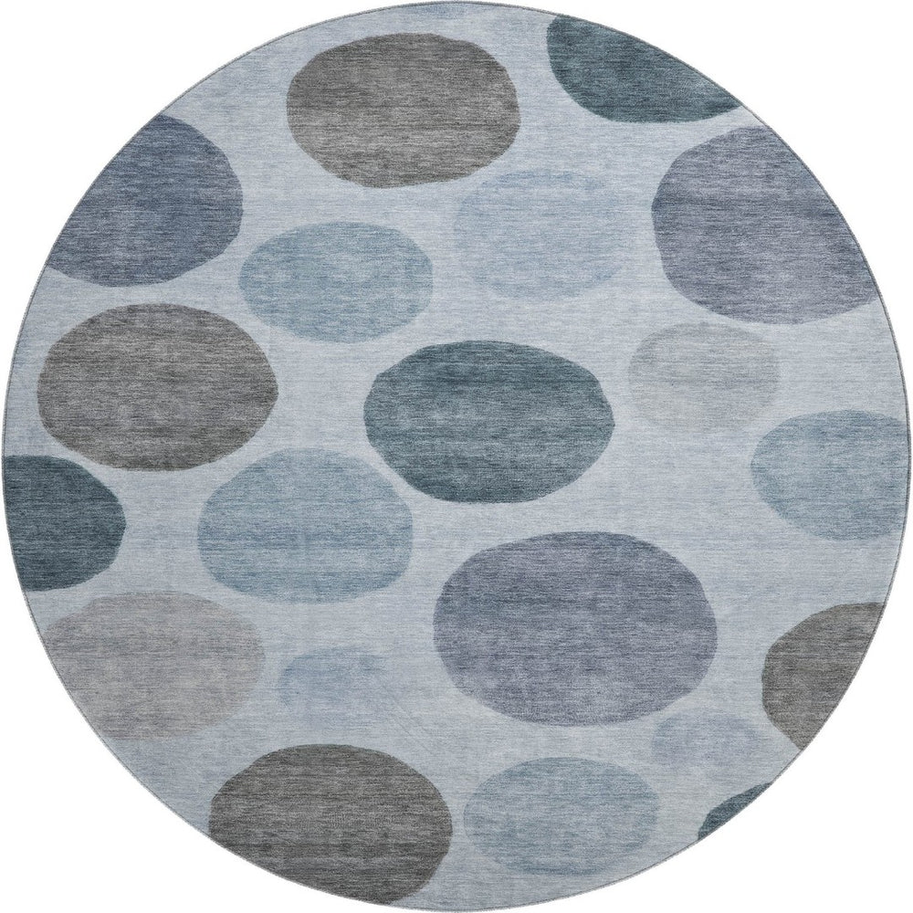 HomeRoots 8' X 10' Geometric Area Rug in Blue & Gray – Washable, Stain-Resistant, UV Protected for Families 716813