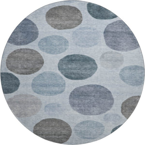HomeRoots 8' X 10' Geometric Area Rug in Blue & Gray – Washable, Stain-Resistant, UV Protected for Families 716813