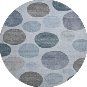 HomeRoots 8' X 10' Geometric Area Rug in Blue & Gray – Washable, Stain-Resistant, UV Protected for Families 716813