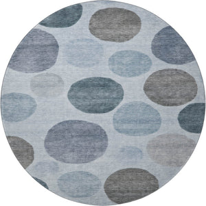 HomeRoots 8' X 10' Geometric Area Rug in Blue & Gray – Washable, Stain-Resistant, UV Protected for Families 716813