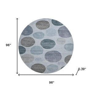HomeRoots 8' X 10' Geometric Area Rug in Blue & Gray – Washable, Stain-Resistant, UV Protected for Families 716813