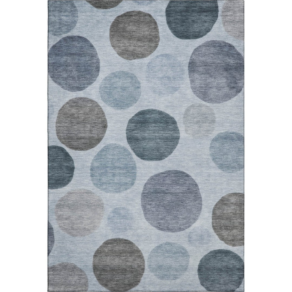 HomeRoots 9' X 12' Blue and Gray Geometric Area Rug - UV Protected, Washable, Modern Style for High Traffic Areas 716814