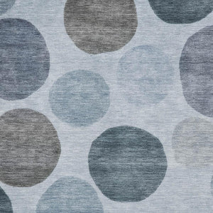 HomeRoots 9' X 12' Blue and Gray Geometric Area Rug - UV Protected, Washable, Modern Style for High Traffic Areas 716814