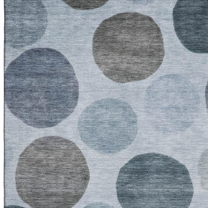 HomeRoots 9' X 12' Blue and Gray Geometric Area Rug - UV Protected, Washable, Modern Style for High Traffic Areas 716814