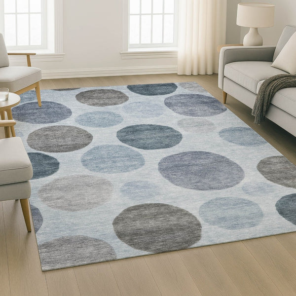 HomeRoots 10' X 14' Blue and Gray Geometric Area Rug - Stylish, Washable, UV-Protected for Modern Living Spaces 716815