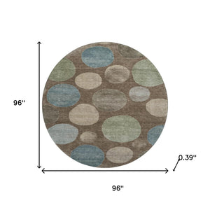 HomeRoots 8' X 10' Chocolate & Teal Geometric Area Rug - Washable, UV Protected, Durable & Stylish for Any Space 716819