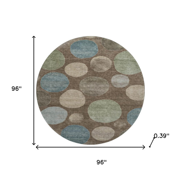 HomeRoots 8' X 10' Chocolate & Teal Geometric Area Rug - Washable, UV Protected, Durable & Stylish for Any Space 716819