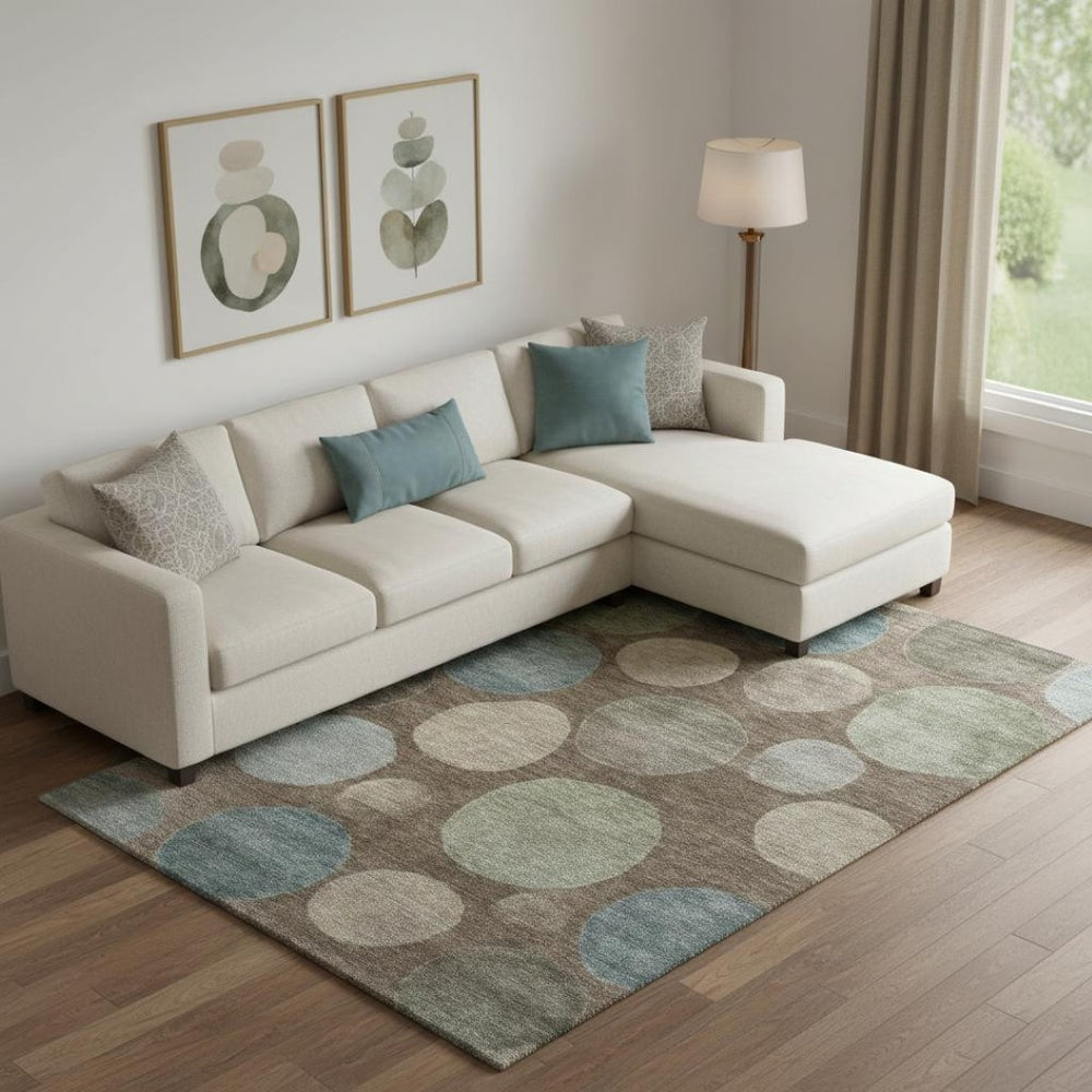 HomeRoots 9' X 12' Stylish Chocolate and Teal Geometric Area Rug - Washable, UV Protected & Pet-Friendly! 716820