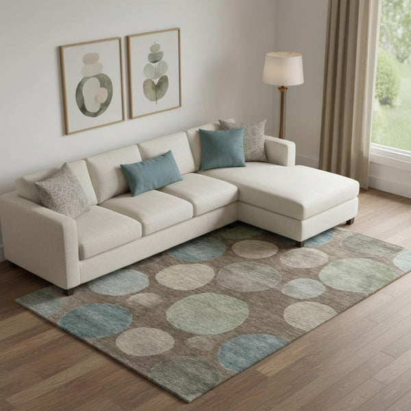 HomeRoots 9' X 12' Stylish Chocolate and Teal Geometric Area Rug - Washable, UV Protected & Pet-Friendly! 716820