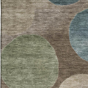 HomeRoots 9' X 12' Stylish Chocolate and Teal Geometric Area Rug - Washable, UV Protected & Pet-Friendly! 716820