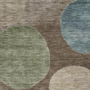 HomeRoots 9' X 12' Stylish Chocolate and Teal Geometric Area Rug - Washable, UV Protected & Pet-Friendly! 716820