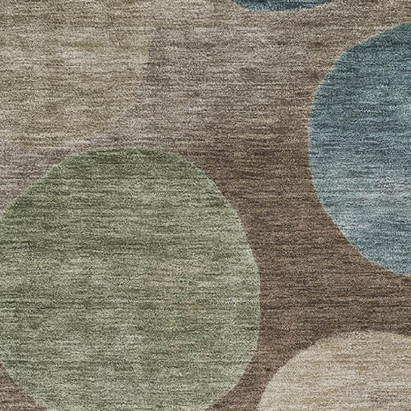 HomeRoots 10' Geometric Chocolate and Teal Area Rug - UV Protected, Washable, Stylish & Durable for Family Spaces 716821