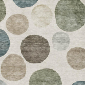 HomeRoots 5' X 8' Ivory and Teal Geometric Area Rug - Washable, UV Protected, Perfect for Kids and Pets! 716823