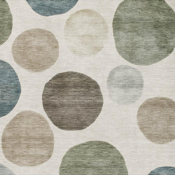 HomeRoots 5' X 8' Ivory and Teal Geometric Area Rug - Washable, UV Protected, Perfect for Kids and Pets! 716823