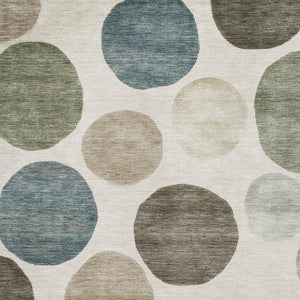 HomeRoots 10' X 14' Ivory & Teal Geometric Area Rug – Washable, UV-Protected, Stain-Resistant & Soft for Homes 716827