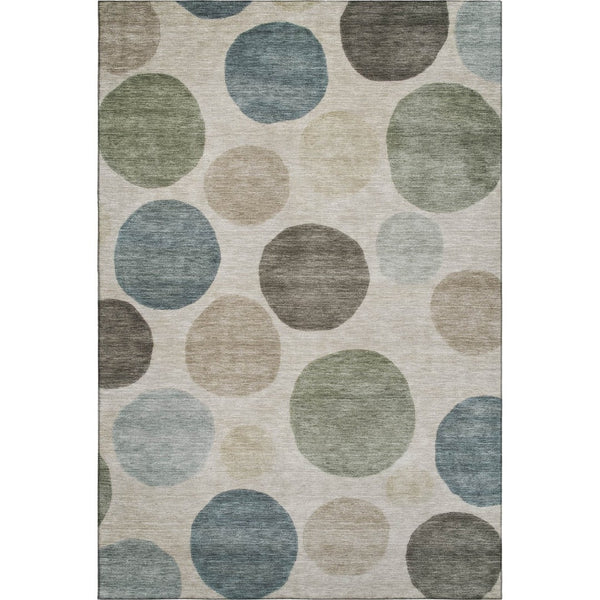 HomeRoots 5' X 8' Khaki & Teal Geometric Area Rug – Washable, UV-Protected, Durable for Kids & Pets! 716829