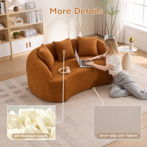 English Elm Ly-049s Curved Chenille Loveseat with Boneless Frame for Modern Living Spaces Orange W2231P402439