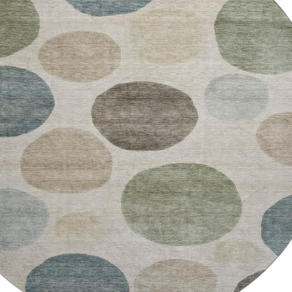 HomeRoots 8' X 10' Khaki And Teal Geometric Area Rug - Washable, Stain Resistant, UV Protected for Modern Homes 716831