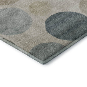 HomeRoots 8' X 10' Khaki And Teal Geometric Area Rug - Washable, Stain Resistant, UV Protected for Modern Homes 716831