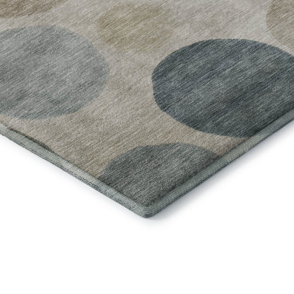 HomeRoots 8' X 10' Khaki And Teal Geometric Area Rug - Washable, Stain Resistant, UV Protected for Modern Homes 716831