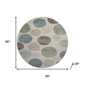HomeRoots 8' X 10' Khaki And Teal Geometric Area Rug - Washable, Stain Resistant, UV Protected for Modern Homes 716831