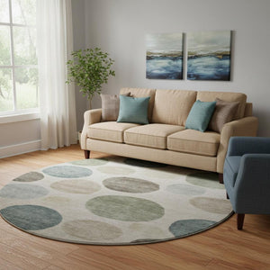 HomeRoots 8' X 10' Khaki And Teal Geometric Area Rug - Washable, Stain Resistant, UV Protected for Modern Homes 716831