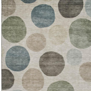 HomeRoots 10' X 14' Khaki and Teal Geometric Area Rug - Durable, Washable, UV-Protected for Family Spaces 716833
