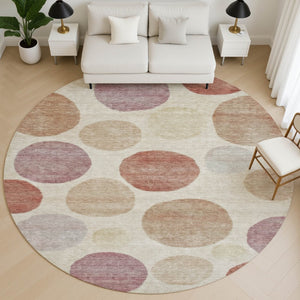 HomeRoots 8' X 10' Salmon & Ivory Geometric Area Rug - Washable, UV Protected, Perfect for High-Traffic Spaces 716837