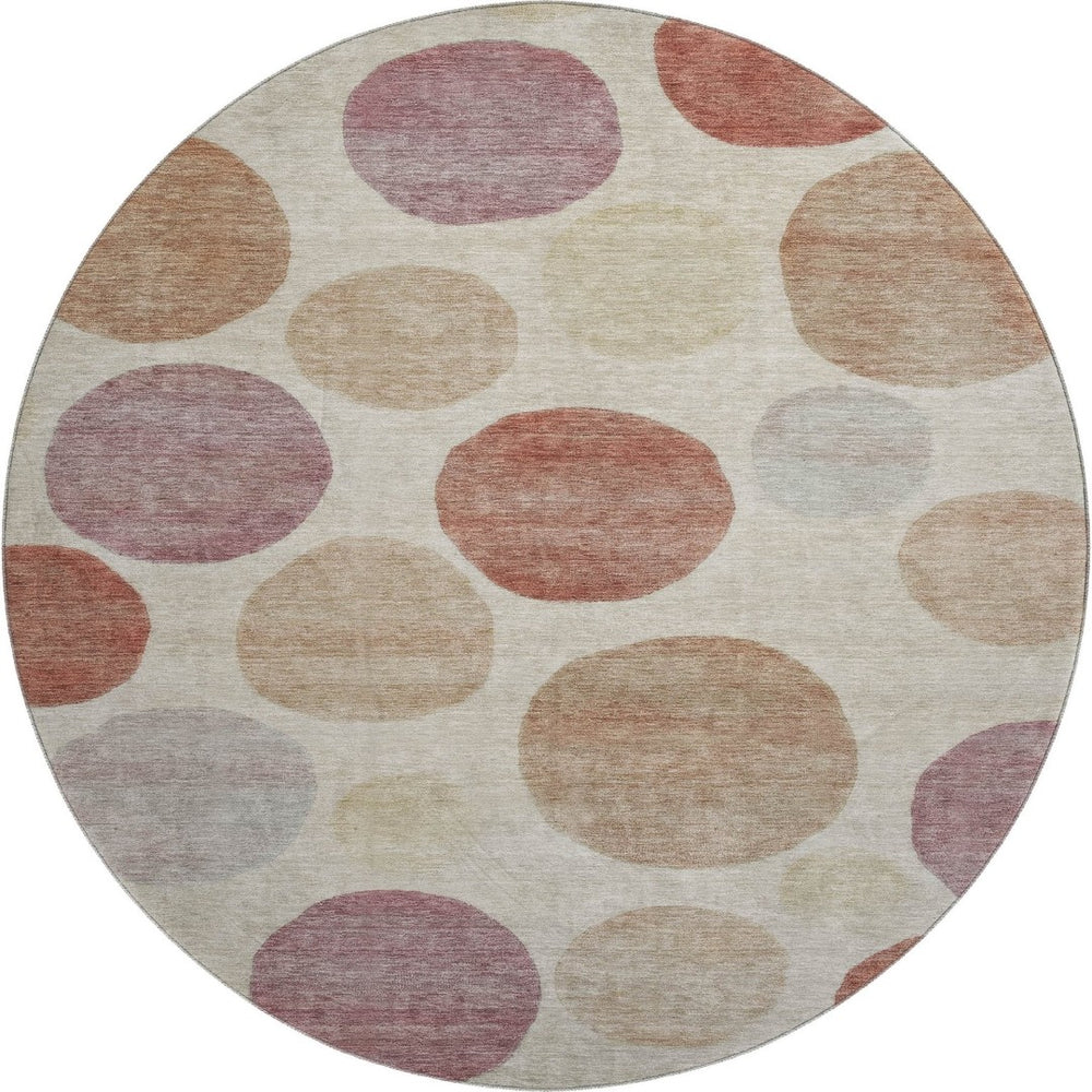 HomeRoots 8' X 10' Salmon & Ivory Geometric Area Rug - Washable, UV Protected, Perfect for High-Traffic Spaces 716837