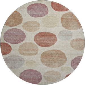 HomeRoots 8' X 10' Salmon & Ivory Geometric Area Rug - Washable, UV Protected, Perfect for High-Traffic Spaces 716837