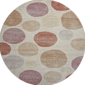 HomeRoots 8' X 10' Salmon & Ivory Geometric Area Rug - Washable, UV Protected, Perfect for High-Traffic Spaces 716837