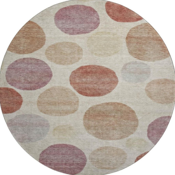 HomeRoots 8' X 10' Salmon & Ivory Geometric Area Rug - Washable, UV Protected, Perfect for High-Traffic Spaces 716837