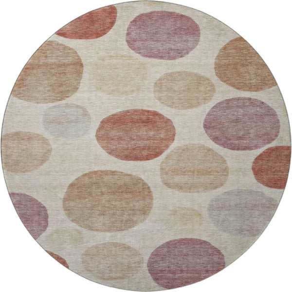 HomeRoots 8' X 10' Salmon & Ivory Geometric Area Rug - Washable, UV Protected, Perfect for High-Traffic Spaces 716837